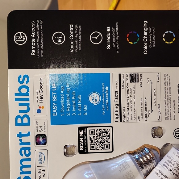 Smart Bulbs Control Your Lights From Anywhere 2 Pack 60W Control W App LED Feit - Picture 5 of 8